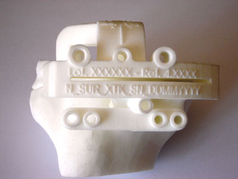 Anterior view of tibal block mounted on tibial model